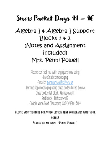 Snow Packet Days 11 - 16 AlgI