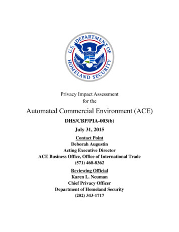 DHS/CBP/PIA-003(b) Automated Commercial Environment (ACE)