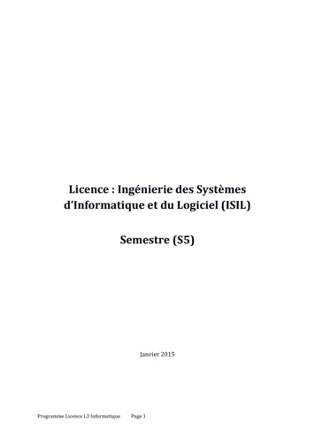 Licence : Ingénierie Des Systèmes