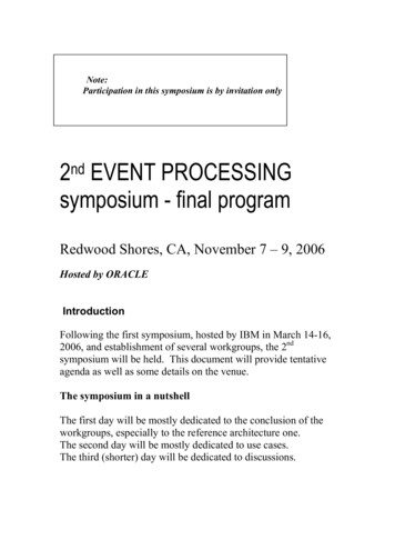 2nd EVENT PROCESSING Symposium - Final Program