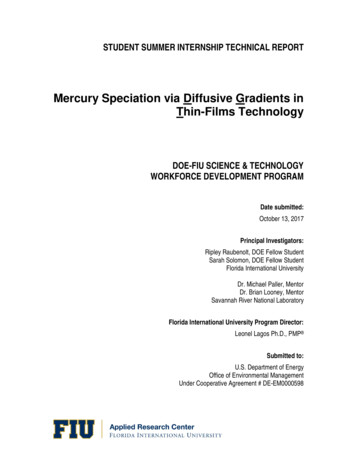 Mercury Speciation Via Diffusive Gradients In Thin-Films . - DOE Fellows
