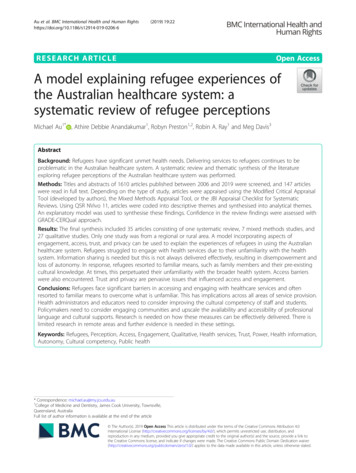 A Model Explaining Refugee Experiences Of The Australian Healthcare .