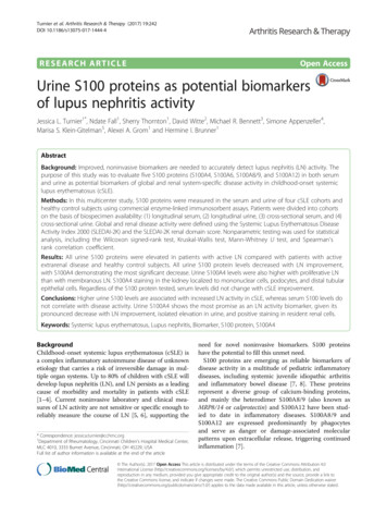 Urine S100 Proteins As Potential Biomarkers Of Lupus Nephritis Activity