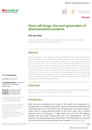 Stem Cell Drugs: The Next Generation Of Pharmaceutical Products