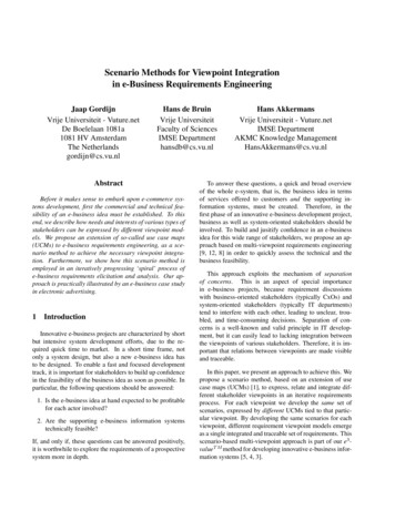 Scenario Methods For Viewpoint Integration In E-Business Requirements .