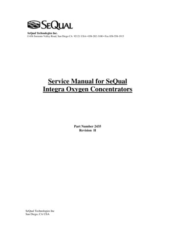 Service Manual For SeQual Integra Oxygen Concentrators