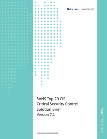 SANS Top 20 CIS Critical Security Control Solution Brief