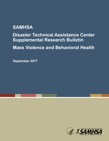 Mass Violence And Behavioral Health - SAMHSA