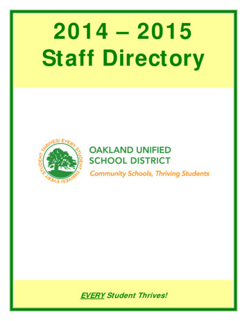 2014 - 2015 Staff Directory - Oakland Unified School District