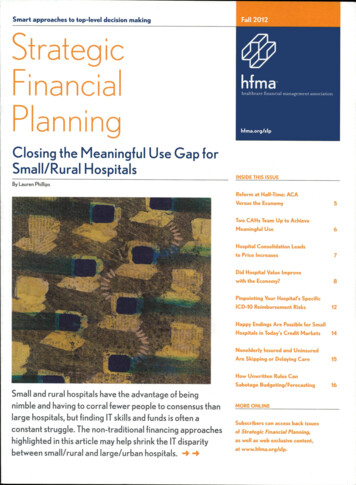 Closing The Meaningful Use Gap For Snnall/Rural Hospitals