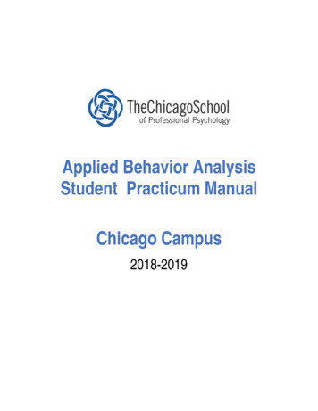 Applied Behavior Analysis Practicum Manual Student Chicago Campus