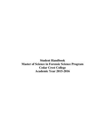 Student Handbook Master Of Science In Forensic . - Cedar Crest College