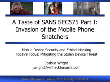 A Taste Of SANS SEC575 Part I: Invasion Of The Mobile Phone Snatchers
