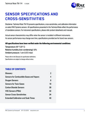 SENSOR SPECIFICATIONS AND CROSS-SENSITIVITIES - Safetylife