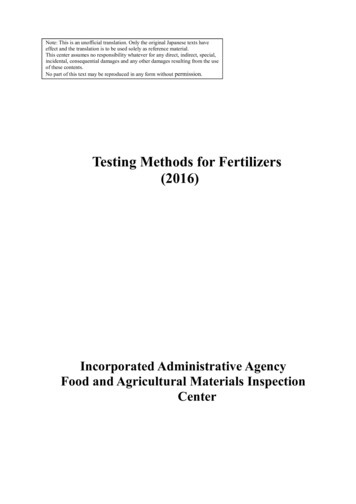 Testing Methods For Fertilizers (2016) - FAMIC