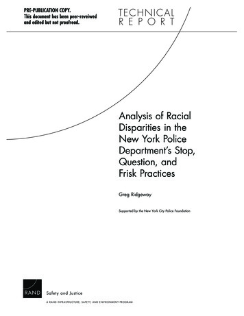 Analysis Of Racial Disparities In The New York . - City Of New York