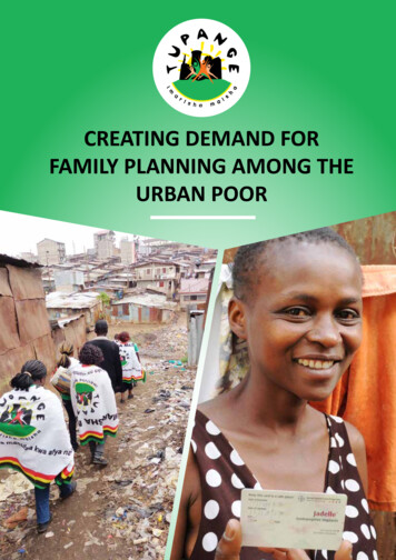 Creating Demand For Family Planning Among The Urban Poor