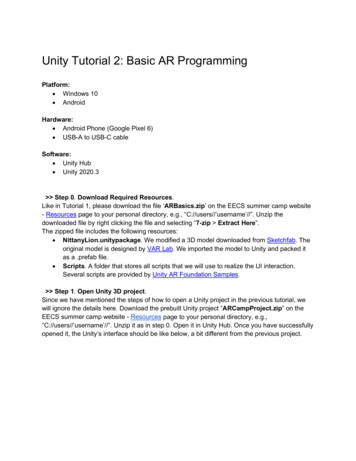 Unity Tutorial 2: Basic AR Programming