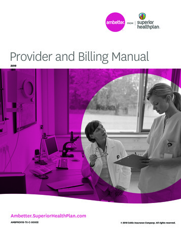 Provider And Billing Manual - Ambetter From Superior HealthPlan