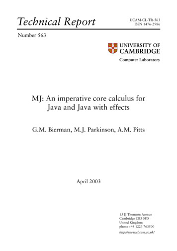 MJ: An Imperative Core Calculus For Java And Java With Effects