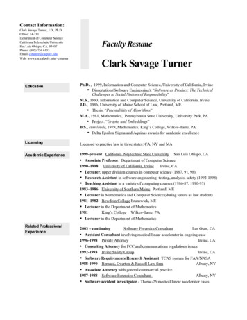 Web: Csc.calpoly.edu/ Csturner Clark Savage Turner