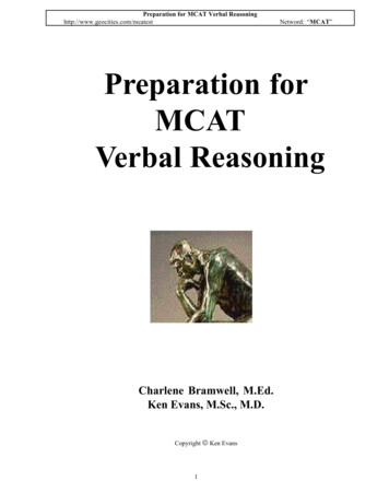 Preparation For MCAT Verbal Reasoning - Yola