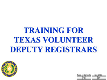 Training For Texas Volunteer Deputy Registrars