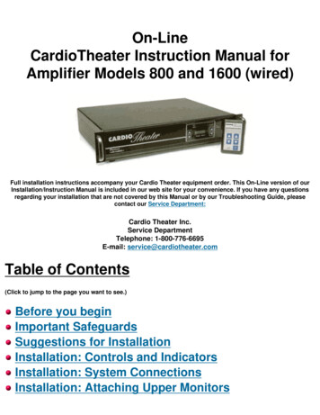 Instruction Manual Model 800 / 1600 - Cardio Theater