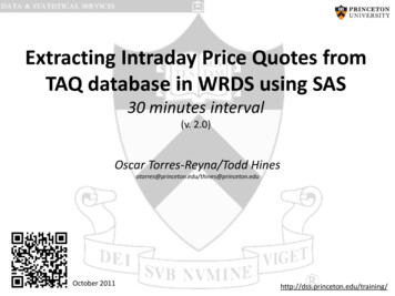 Extracting Intraday Price Quotes From TAQ Database In WRDS Using SAS