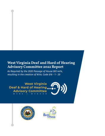 West Virginia Deaf And Hard Of Hearing Advisory Committee 2022 Report