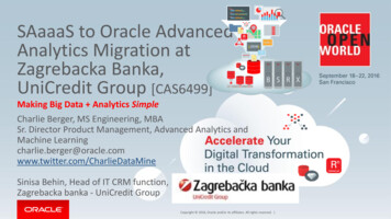 SAaaaS To Oracle Advanced Analytics Migration At Zagrebacka Banka .