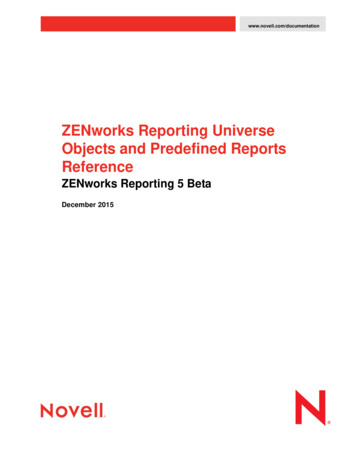 ZENworks Reporting Universe Objects And Predefined Reports Reference