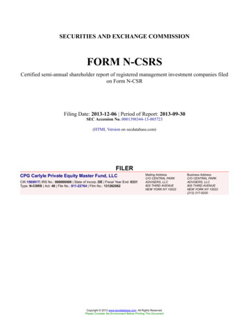 CPG Carlyle Private Equity Master Fund, LLC Form N-CSRS Filed 2013-12-06