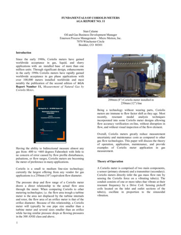 Fundamentals Of Coriolis Meters Aga Report No. 11 - Asgmt