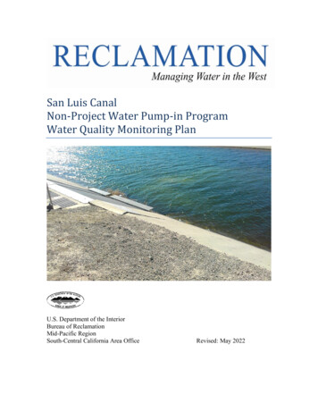San Luis Canal Non-Project Water Pump-in Program Water Quality .