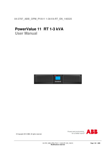 PowerValue 11 RT 1-3 KVA User Manual - UPS Service