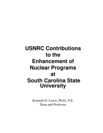 USNRC Contributions To The Enhancement Of Nuclear Programs At South .