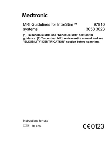 MRI Guidelines For InterStim 97810 Systems 3058 3023 - Manuals 