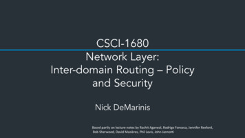 CSCI-1680 Network Layer: Inter-domain Routing -Policy And Security