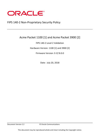 FIPS 140-2 Non-Proprietary Security Policy Acme Packet 1100 [1 . - Oracle