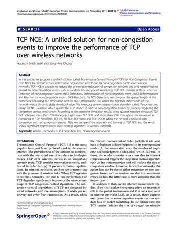 RESEARCH Open Access TCP NCE: A Unified Solution For Non . - SpringerOpen