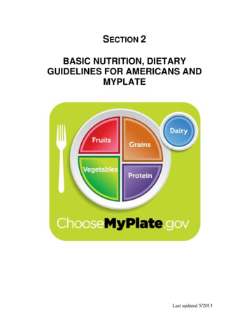 BASIC NUTRITION, DIETARY GUIDELINES FOR AMERICANS AND MYPLATE - Missouri