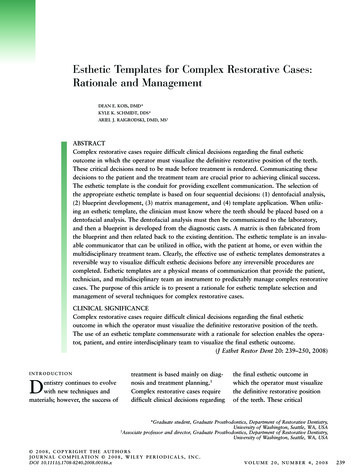 Esthetic Templates For Complex Restorative Cases: Rationale . - Dentist