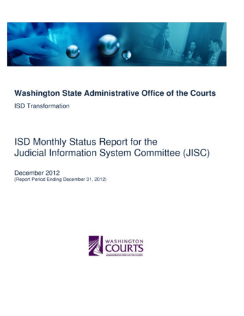 ISD Monthly Status Report To The JISC - Wa