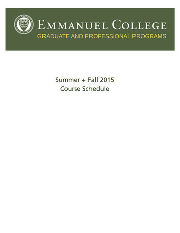 Summer Fall 2015 Course Schedule - Emmanuel.edu