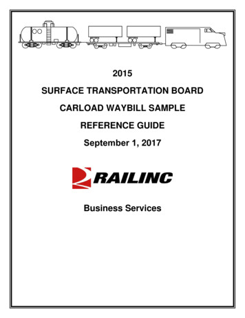 2015 Surface Transportation Board Carload Waybill Sample Reference Guide