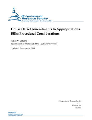 House Offset Amendments To Appropriations Bills . - EveryCRSReport
