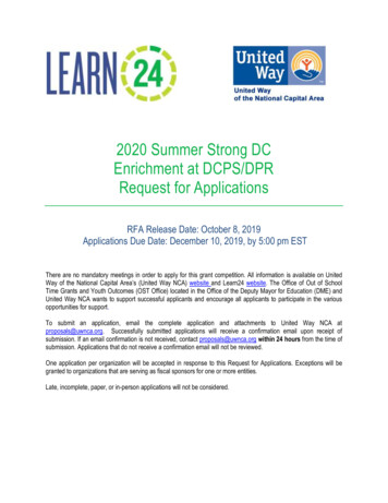 2020 Summer Strong DC Enrichment At DCPS/DPR Request For Applications