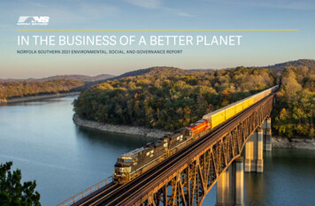 IN THE BUSINESS OF A BETTER PLANET - Norfolk Southern Railway