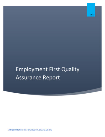 Employment First Quality Assurance Report - Oregon